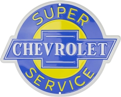 Super Chevrolet Service Die Cut Metal Sign