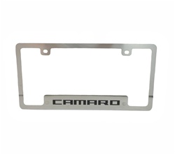 Stainless Steel CAMARO License Plate Frame, Squared Lettering