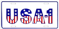 Red, White, and Blue USA-1 Stars and Stripes License Plate Tag