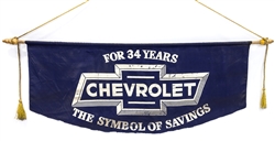 image of Vintage 1945 Chevrolet For 34 Years The Symbol of Savings Showroom Banner