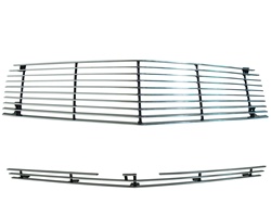 1974 - 1977 Camaro Billet Aluminum Grilles Replacement Set, Upper and Lower, Polished Face with Black Inner Details