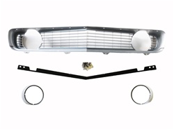 1969 Grille Kit, Standard, Silver with Chrome Trim Headlight Bezels