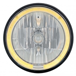 1967 - 1981 Camaro 7" Crystal Headlight with Amber LED Halo Ring Headlamp with 9007 Halogen Bulb, Sold Individually