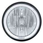1967 - 1981 Camaro 7" Crystal Headlight with White LED Halo Ring Headlamp with 9007 Halogen Bulb, Sold Individually