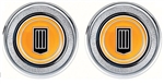 1979 - 1981 Door Panel Emblems (Window Crank Block Offs), Orange Badge, Pair