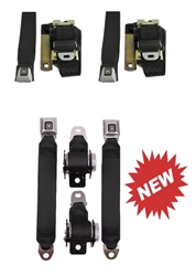 1975 - 1981 Camaro FRONT and REAR Retractable Seat Belts Set with Color Choice & OE STYLE GM Push Buttons