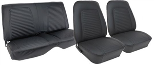 1969 Camaro Genuine Leather Standard Interior Front Buckets and Rear Seat Cover Upholstery Set, Coupe