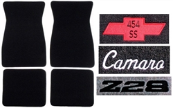 1977 Camaro Floor Mats Set, Custom Carpeted with Choice of Logos and Colors