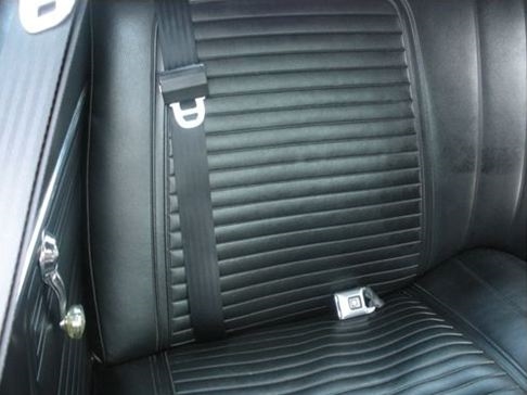 1967 - 1968 Camaro Seatbelts Set, Retractable Shoulder 3 pt. Rear,  Starburst Chrome Buckles with Plain Chrome Buttons and Choice of Belts Color