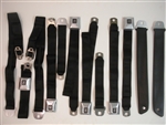 1971 Camaro Seat Belt Set, Front and Rear, Black with Deluxe Stainless Buckles, GM Original Restored