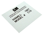 1967 - 1968 Hamill C10 Seat Belt Date Code Label Tag, Each