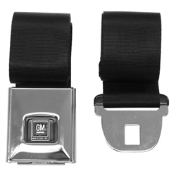 1968 - 1969 Seat Belt, Rear, Deluxe, Black with GM Button, Each