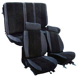 1985 - 1987 Camaro Deluxe Seat Covers Set, Front and Rear Solid, Encore Velour and Madrid Velour