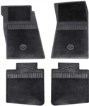 1967 - 1972 Camaro Floor Mats Set, Front and Rear, Rubber with Grippers, Black with Bowtie, OE Style