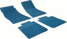 1967 - 1972 Camaro Floor Mats Set, Front and Rear, Rubber with Grippers, Medium Blue with Bowtie, OE Style
