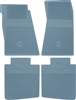 1967 - 1972 Camaro Floor Mats Set, Front and Rear, Rubber with Grippers, Light Blue with Bowtie, OE Style