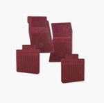 1967 - 1972 Camaro Floor Mats Set, Front and Rear, Rubber with Grippers, Red with Bowtie, OE Style