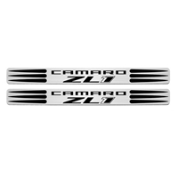 2010 - 2015 Camaro " ZL1 " Logo Door Sill Plates, Two Tone (Black and Chrome) CT-1023