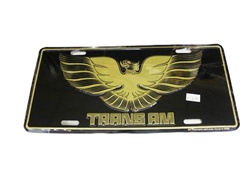 License Plate, TRANS AM on Black with Gold Background