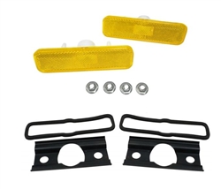 1970 - 1973 Camaro FRONT Fender Side Amber Marker Light Lens and Housing Assemblies Set, USA Made