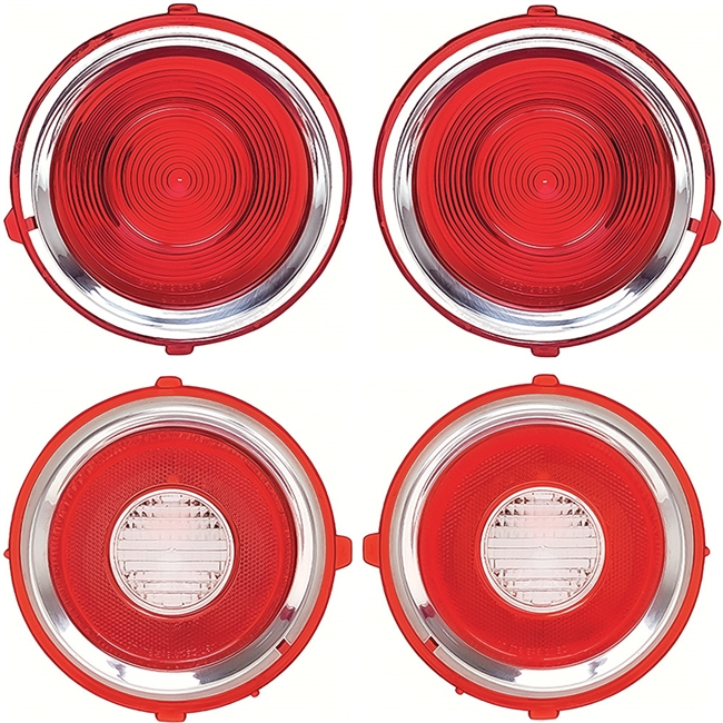 1971 - 1973 Tail Light and Backup Light Lenses Set, Standard, 4 Pieces