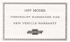 1967 Camaro New Vehicle Warranty Certificate