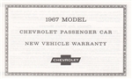 1967 Camaro New Vehicle Warranty Certificate