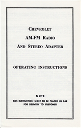 1968 AM - FM Radio and Stereo Adapter Operating Instruction Manual Book