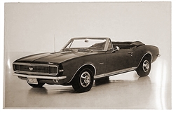 1967 Camaro GM Dealer Poster, Super Sport Rally Sport Convertible Top Down, Black and White | Camaro Central