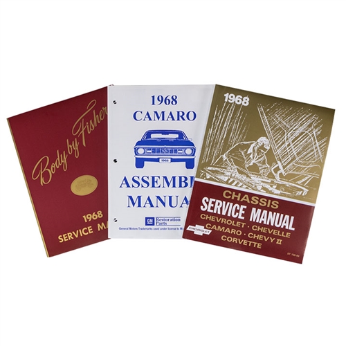 Image of a 1968 Camaro Body, Chassis, and Assembly Instruction Manual Book Set, 3 Piece Set
