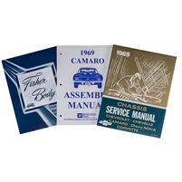 Image of a 1969 Camaro Body, Chassis, and Assembly Instruction Manual Book Set, 3 Piece Set