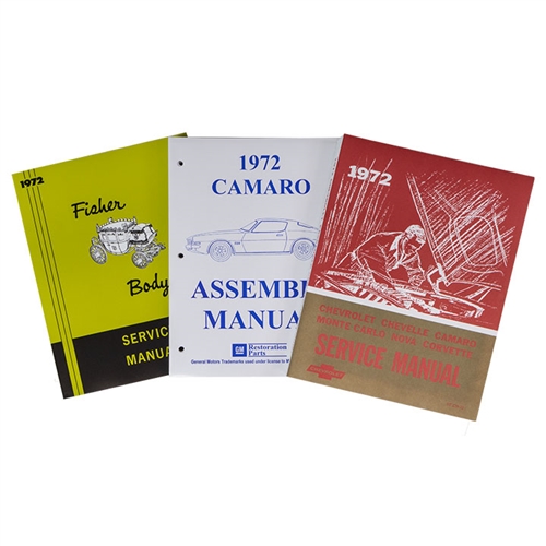 Image of a 1972 Camaro Body, Chassis, and Assembly Instruction Manual Book Set, 3 Piece Set