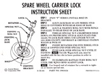 Camaro Spare Wheel Carrier Lock Instruction Information Decal