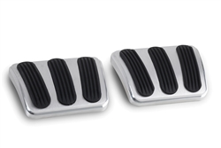 Lokar 1967 - 1972 Camaro Brushed Billet Aluminum Curved Brake and Clutch Pedal Covers, Pair with Rubber Inserts
