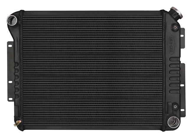 Image of a 1967 - 1969 Camaro COLD-CASE Small Block 21" Aluminum Radiator for Automatic Trans, Black Night Rider Series