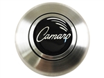 Custom Script CAMARO Logo Horn Cap for Wood or Comfort Grip Steering Wheel, Choose Brushed or Black Finish