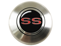 Custom RED SS Horn Cap for Wood or Comfort Grip Steering Wheel, Choose Brushed or Black Finish