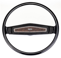 1970 Camaro Steering Wheel, Deluxe Woodgrain with SS Emblem, GM Used