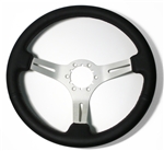 1967 - 1989 Camaro Leather Steering Wheel, Custom Brushed Spokes