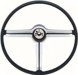 1968 Camaro Steering Wheel, Satin Chrome 3-Spoke Shroud, 9747536