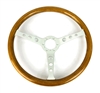 Image of 1967 - 1989 Camaro Custom Genuine Wood Steering Wheel, Brushed Spokes with Circle Cut-out Holes, 14-3/4 Inch