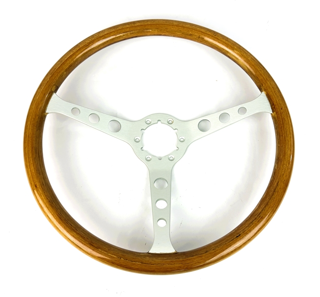 Image of 1967 - 1989 Camaro Custom Genuine Wood Steering Wheel, Brushed Spokes with Circle Cut-out Holes, 14-3/4 Inch