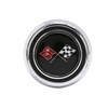 Chrome Horn Cap with Crossed Flags Emblem for Wood or Comfort Grip Steering Wheels