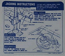 1968 Camaro Super Sport SS Trunk Jacking Instructions Decal, Coupe with Regular Spare Tire, 3929977