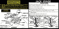 1974 Instruction Information Decal, Trunk Jack, Space Saver 341039