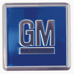1968 - 1973 Camaro Stamped Metal Mark of Excellence Blue GM Door Decal