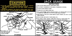 1976 - 1977 Camaro Trunk Jacking Instructions Decal with Regular Spare Tire, 356617