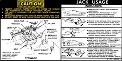 1978 - 1979 Camaro Instruction Information Decal, Trunk Jack, Regular Spare 459158