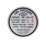 1967 Camaro Tire Pressure Decal, Build Date Before 11-16-66, 3909996 | Camaro Central