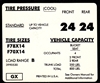 1971 - 1972 Camaro Tire Pressure Decal, 3990530 With GX Code